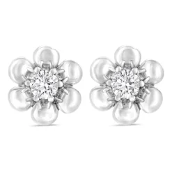 Little Treasure Sterling Silver Cubic Zirconia Flower Stud Earrings