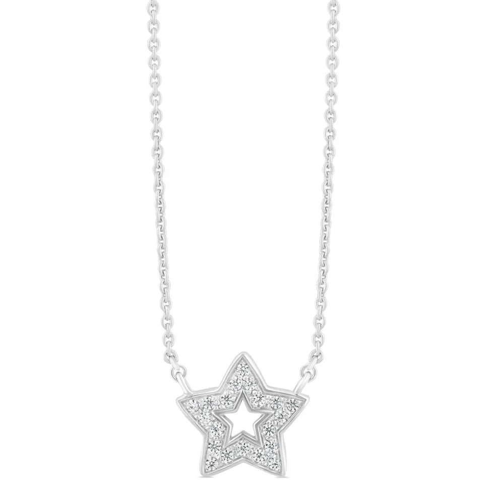 Little Treasure Sterling Silver Cubic Zirconia Star Hammock Necklet