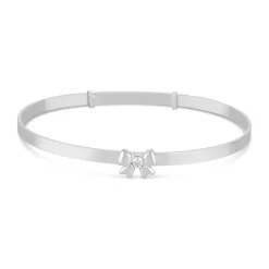 Little Treasure Sterling Silver Cubic Zirconia Bow Bangle