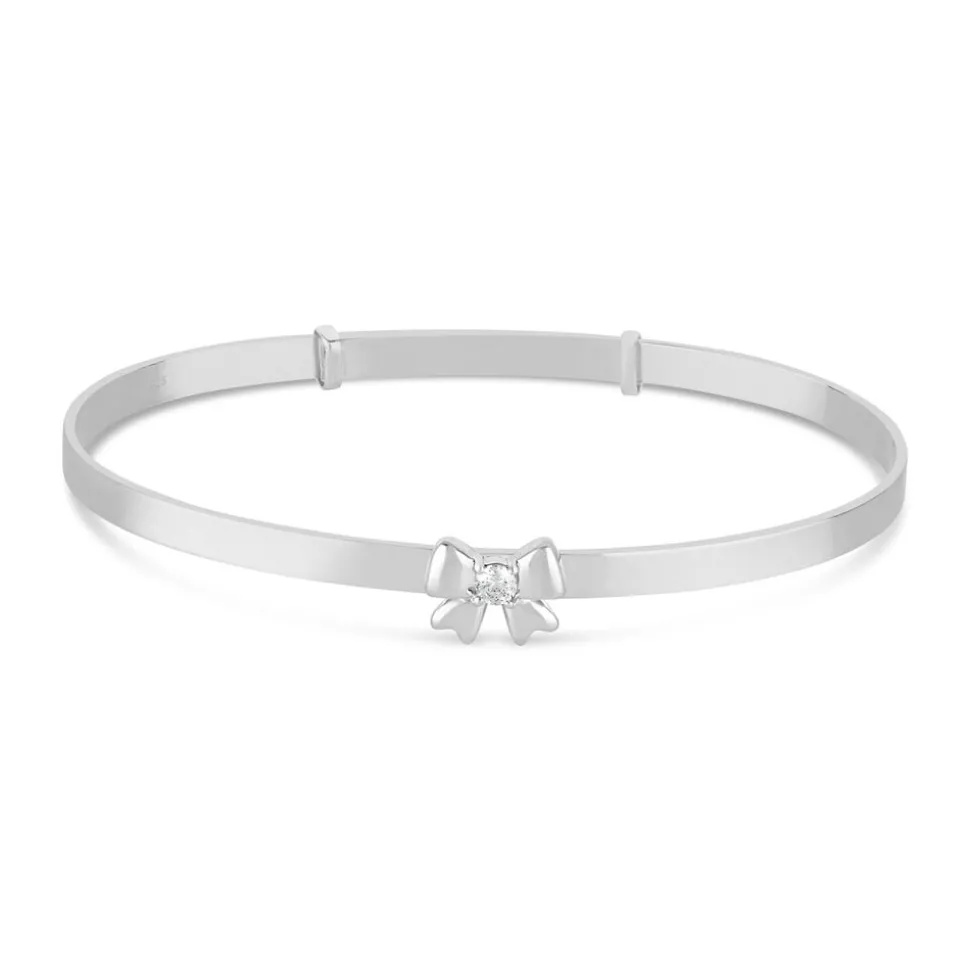 Little Treasure Sterling Silver Cubic Zirconia Bow Bangle