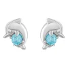Little Treasure Sterling Silver Blue Crystal Dolphin Stud Earrings