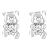 Little Treasure Sterling Silver Cubic Zirconia Teddy Bear Stud Earrings