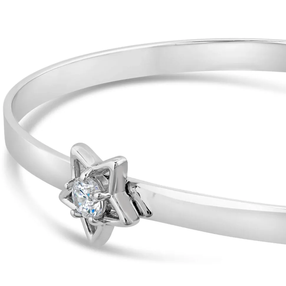Little Treasure Sterling Silver Cubic Zirconia Open Star Bangle