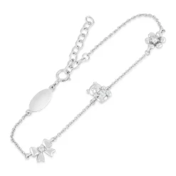 Little Treasure Sterling Silver Cubic Zirconia Children's Station Bracelet