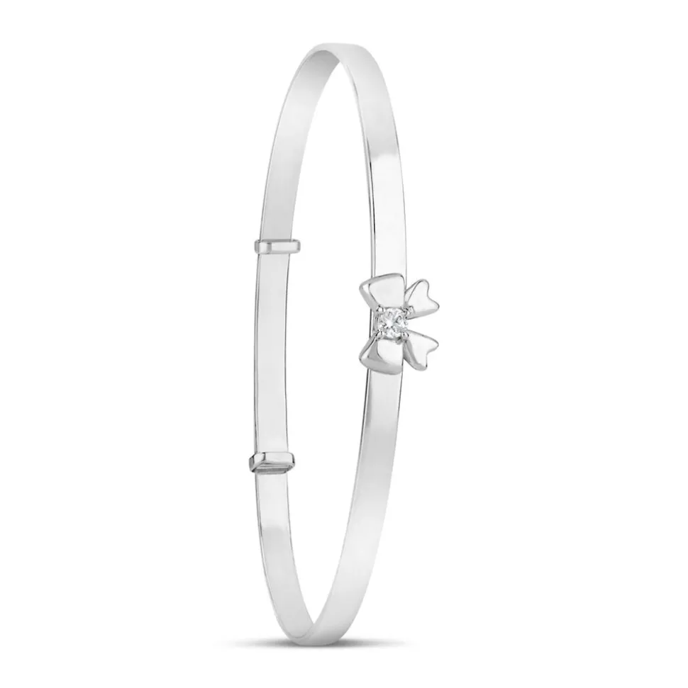 Little Treasure Sterling Silver Cubic Zirconia Bow Bangle