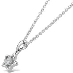 Little Treasure Sterling Silver Cubic Zirconia Open Star Pendant (Chain Included)