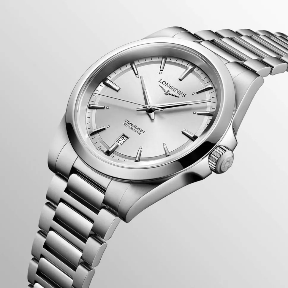 Longines Conquest 2023 41mm Sunray Silver Dial Steel Case & Bracelet Men's Watch