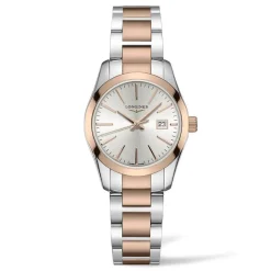 Longines Conquest Classic 29.5mm Silver Dial Rose Gold & Steel Case Bracelet Watch