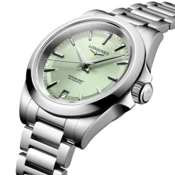 Longines Conquest 34mm Green Dial Steel Bracelet Watch