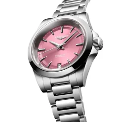 Longines Conquest 34mm Pink Dial Steel Bracelet Watch