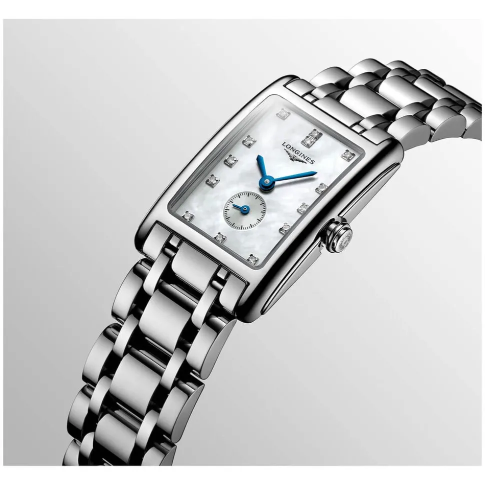 Longines DolceVita ladies' diamond dot mother of pearl dial stainless steel bracelet watch