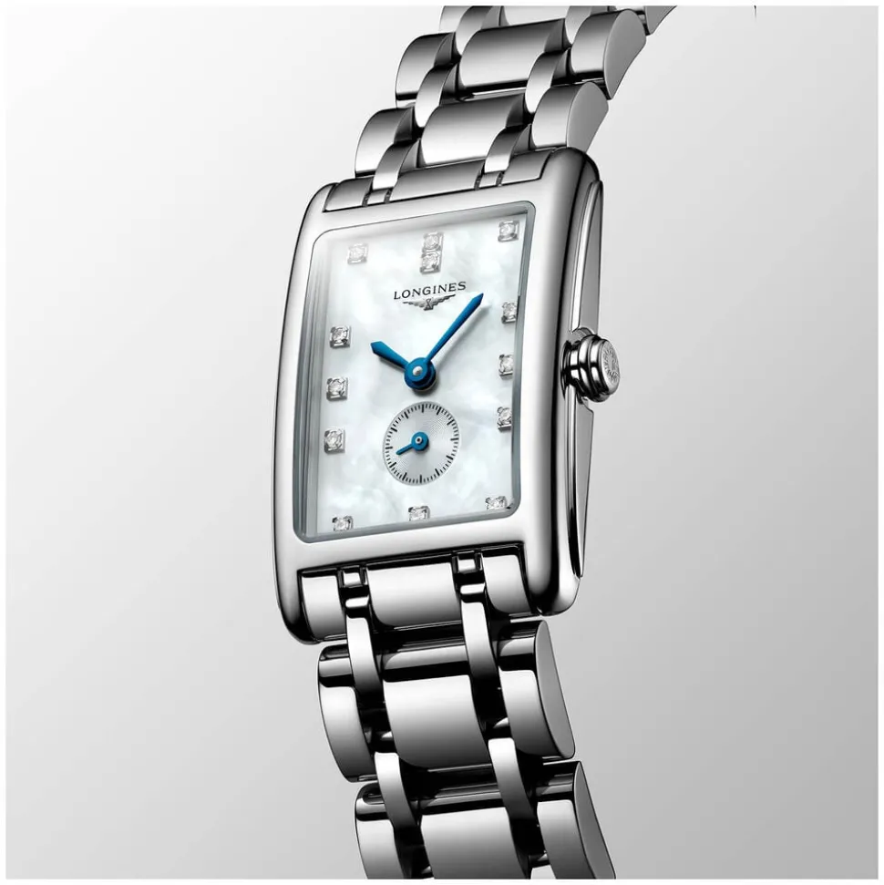 Longines DolceVita ladies' diamond dot mother of pearl dial stainless steel bracelet watch