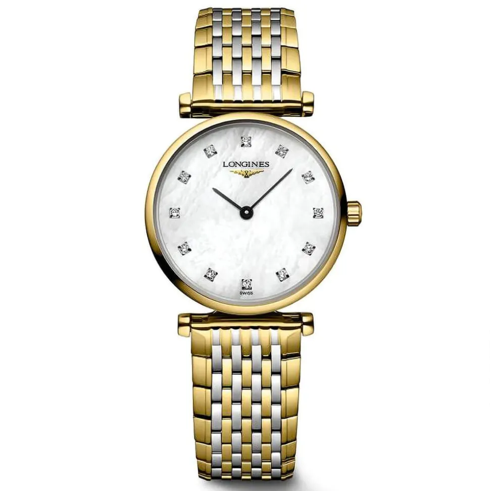 Longines Elegance La Grande Classique 24mm MOP Dial Diamond Dot Two Tone Bracelet Watch