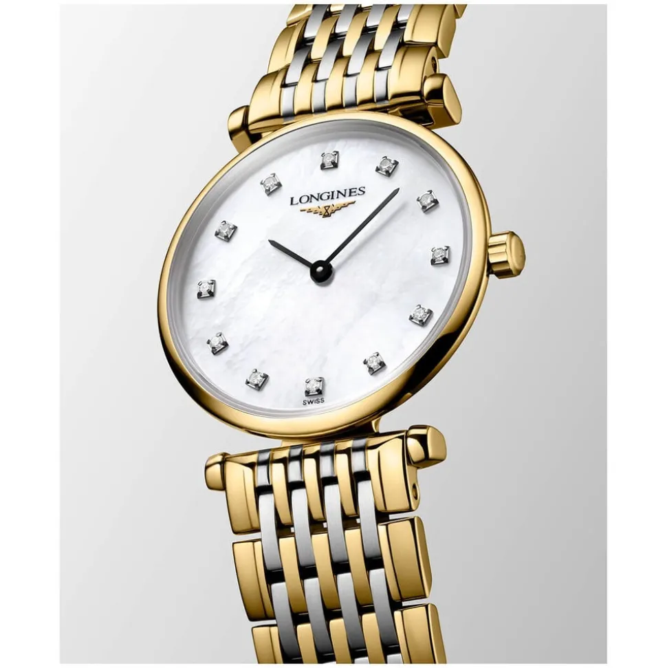 Longines Elegance La Grande Classique 24mm MOP Dial Diamond Dot Two Tone Bracelet Watch