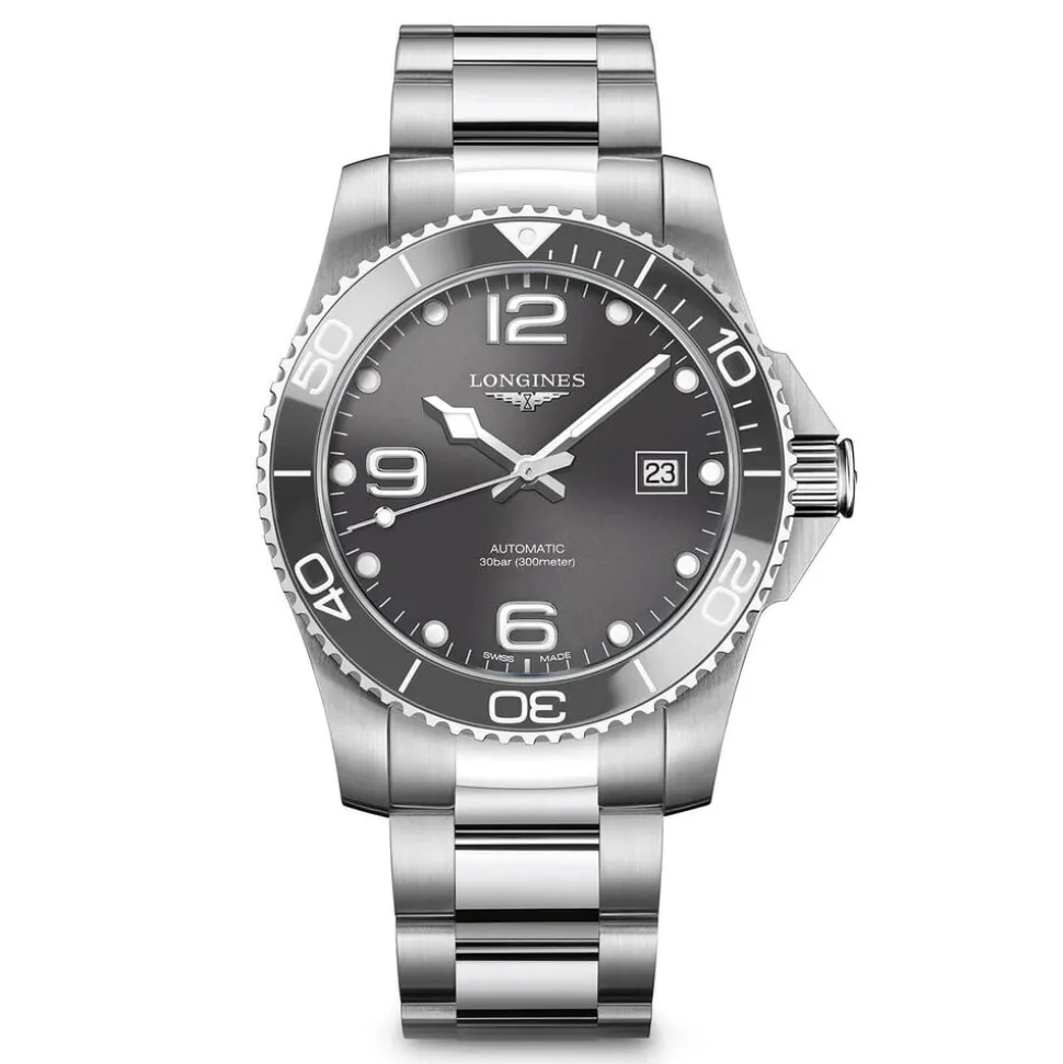 Longines HydroConquest Grey Dial Steel Bracelet Men's Watch