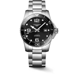 Longines Hydroconquest 41mm Black Dial Ceramic Bezel Steel Case Watch