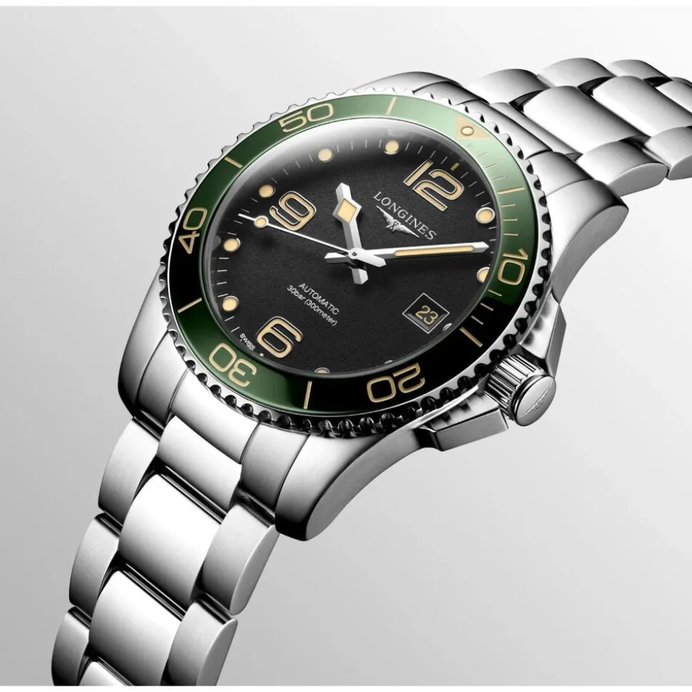 Longines Hydroconquest 41mm Black Dial Stainless Steel & Ceramic Case Mens Watch