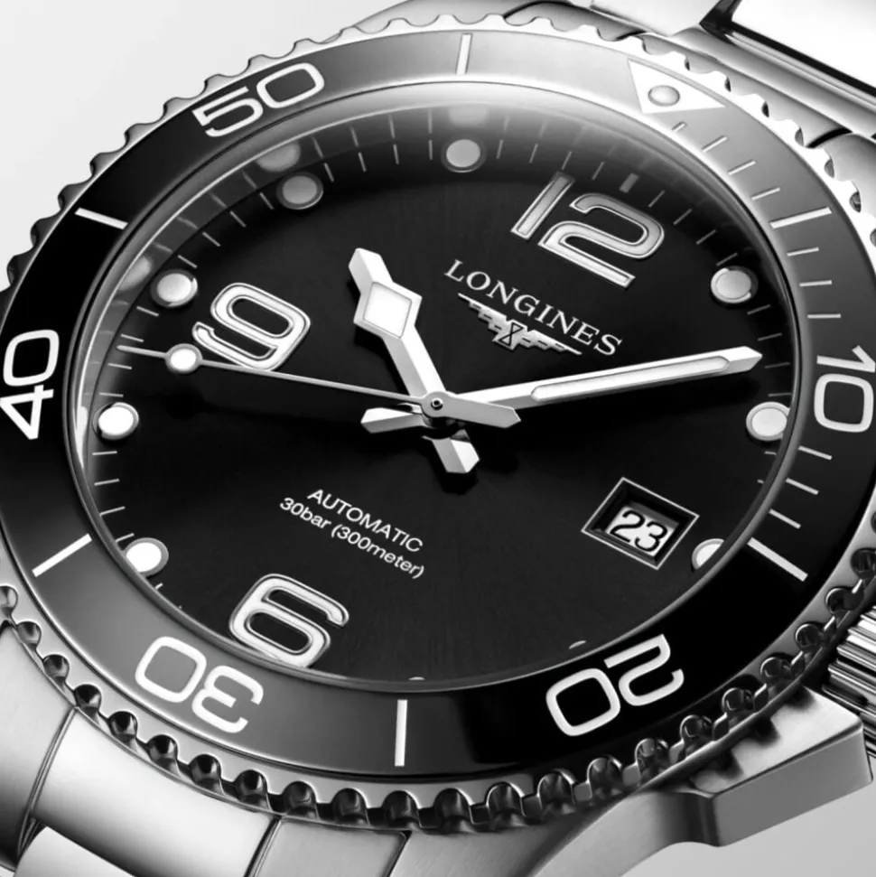 Longines Hydroconquest 41mm Black Dial Ceramic Bezel Steel Case Watch