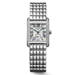 Longines MiniDolcevita 2023 29 X 21.50mm Silver "flinqu&eacute;" Blue Hands Dial Diamond Case Watch