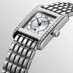 Longines MiniDolcevita 2023 29x21.5mm Silver "flinqu&eacute;" Cosmo Circle Dial Diamond Case Watch