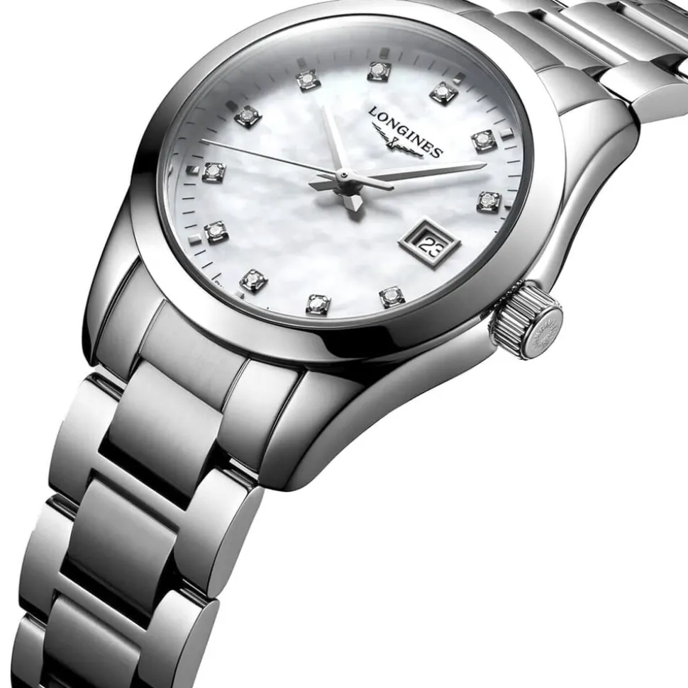 Longines Performance Conquest Classic 30mm Mother of Pearl Steel Watch
