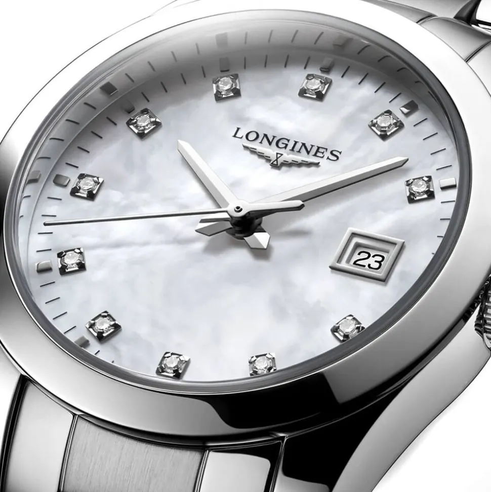 Longines Performance Conquest Classic 30mm Mother of Pearl Steel Watch