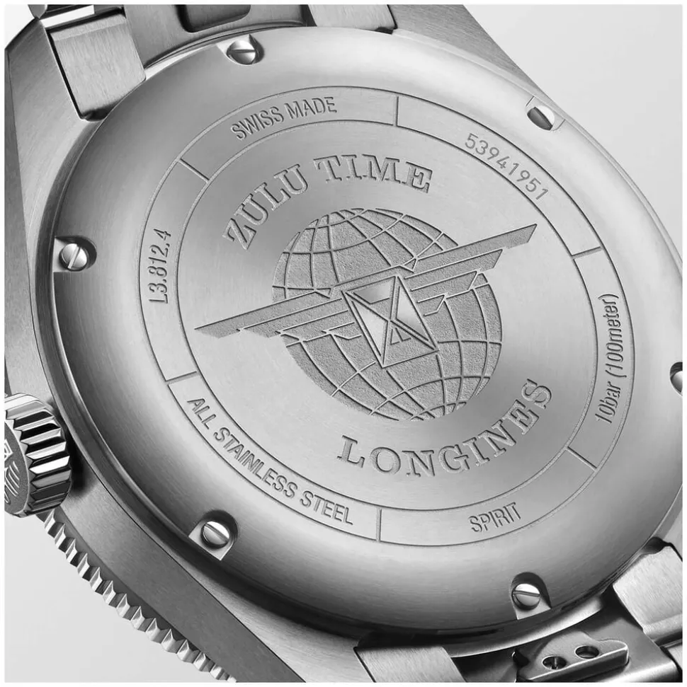 Longines Spirit Zulu 42mm Automatic Black Dial Green Bezel Steel Case Bracelet Watch