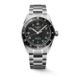 Longines Spirit Zulu 39mm Black Dial Ceramic Case Steel Bracelet Watch