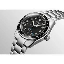 Longines Spirit Zulu 39mm Black Dial Ceramic Case Steel Bracelet Watch