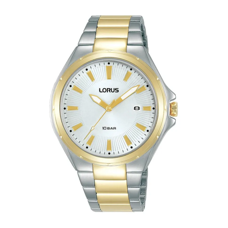 Lorus Quartz Gents 40mm White Sunray Dial Two-Tone Steel Bracelet Watch