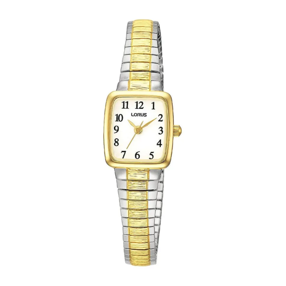 Lorus Quartz Ladies 18mm White Dial Two-Tone Steel Expander Bracelet Watch