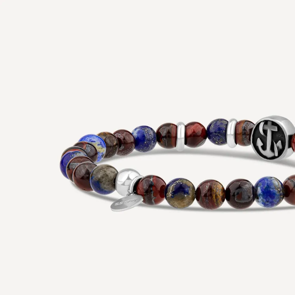 Men's Multicolour Bead Anchor Bracelet
