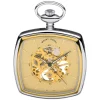 Mount Royal Champagne Skeleton Cushion Square Dial Steel Case Pocket Watch