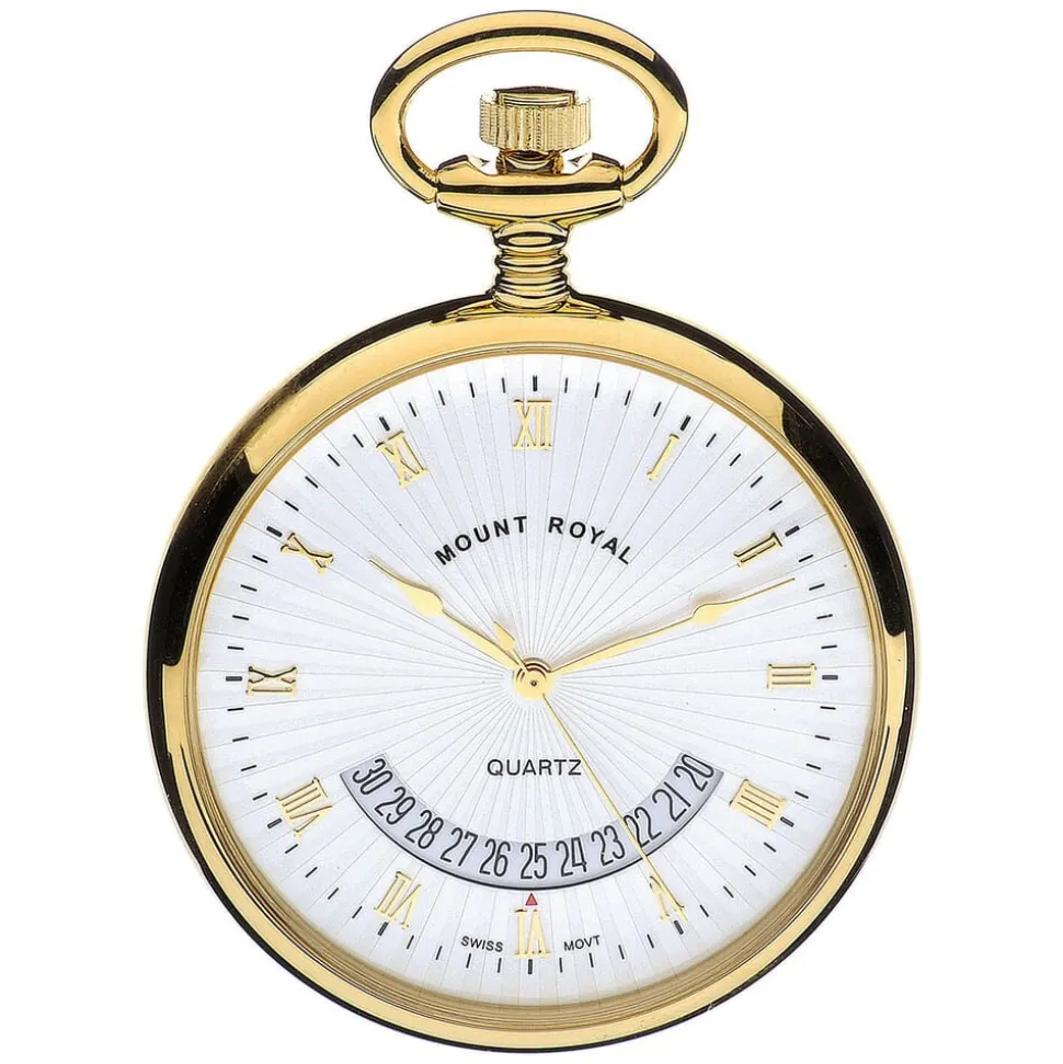 Mount Royal Gold Plated Cream Dial Roman Date Feature Pocket Watch