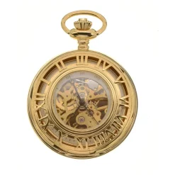 Mount Royal Half Hunter Skeleton Dial Gold Plated Open Roman Numerals Case Pocket Watch CASE