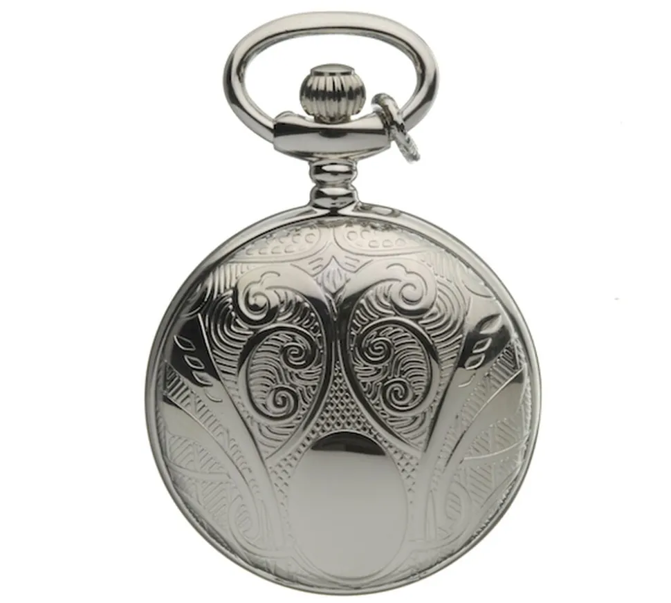 Mount Royal White Roman Numerals Dial Engraved Full Hunter Case Pendant Pocket Watch