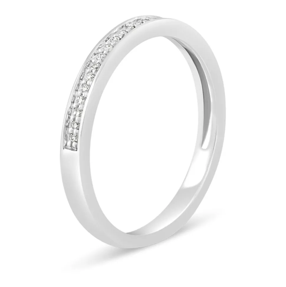 Mystere Ladies' 18ct White Gold Diamond 2.1mm Wedding Ring