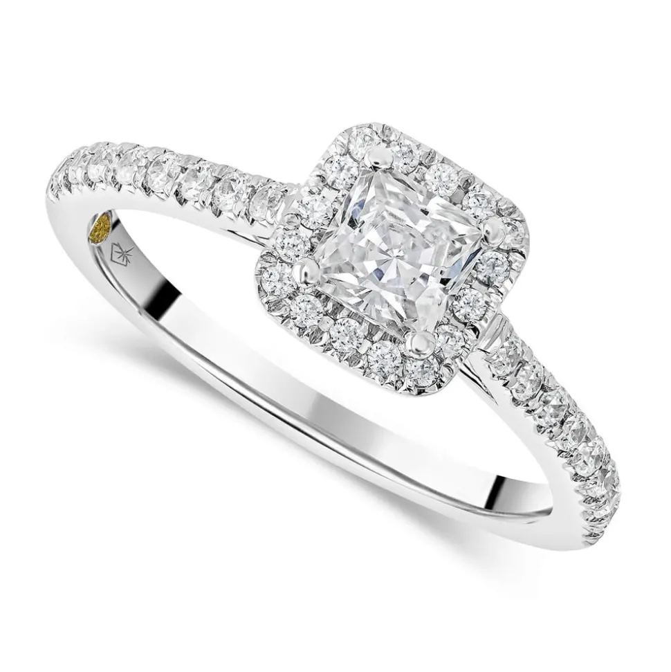 Northern Star 0.80ct Diamond Halo Stone Shoulders 18ct White Gold Ring