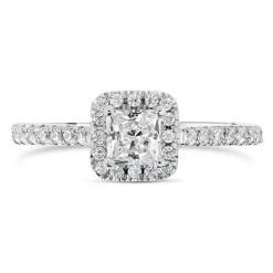 Northern Star 0.80ct Diamond Halo Stone Shoulders 18ct White Gold Ring