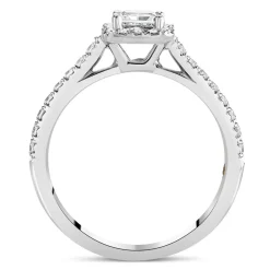 Northern Star 0.80ct Diamond Halo Stone Shoulders 18ct White Gold Ring