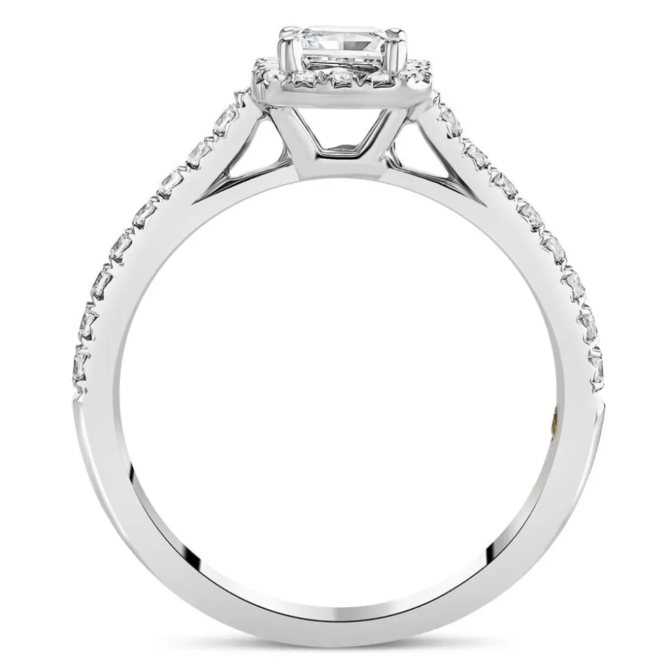 Northern Star 0.80ct Diamond Halo Stone Shoulders 18ct White Gold Ring