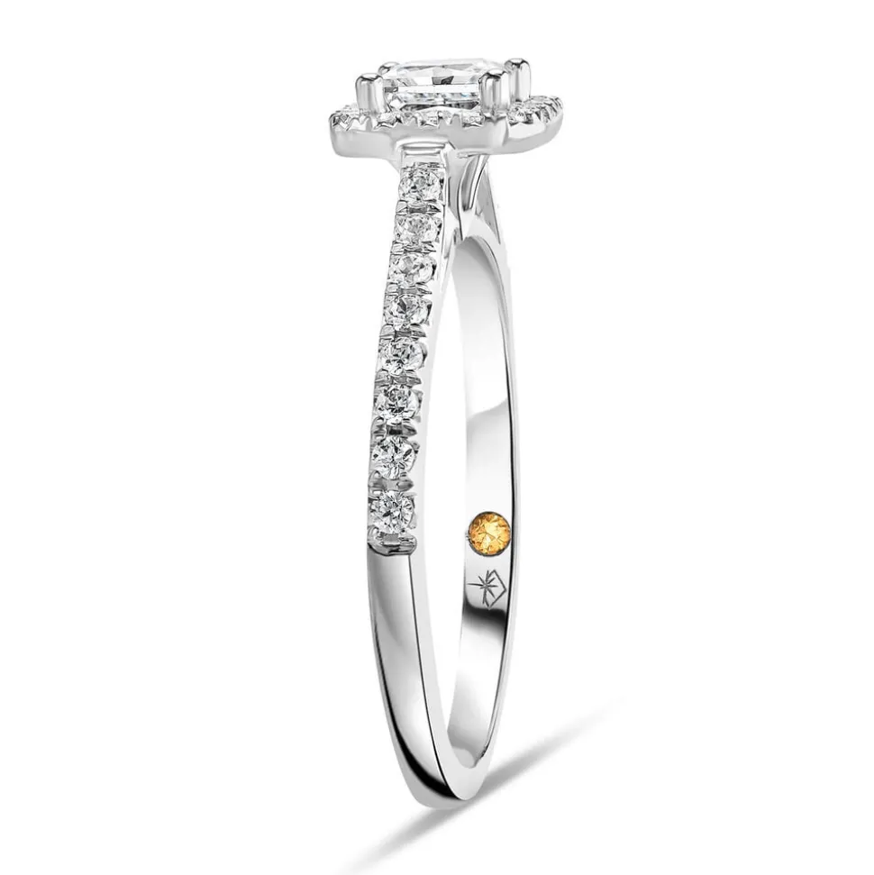 Northern Star 0.80ct Diamond Halo Stone Shoulders 18ct White Gold Ring