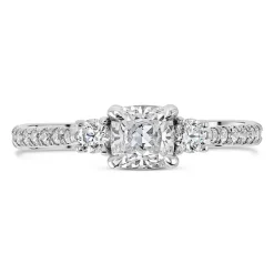 Northern Star 1.0ct Cushion Diamond Side Stones 18ct White Gold Ring