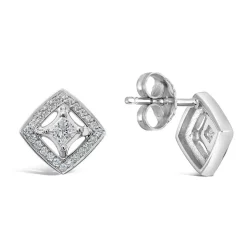 Northern Star 0.32ct Diamond Halo 18ct White Gold Open Stud Earrings