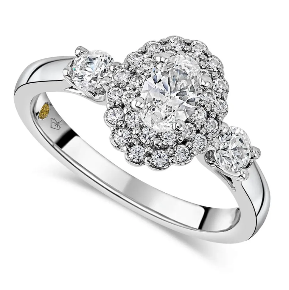 Northern Star 0.85ct Oval Diamond Double Halo 18ct White Gold Ring