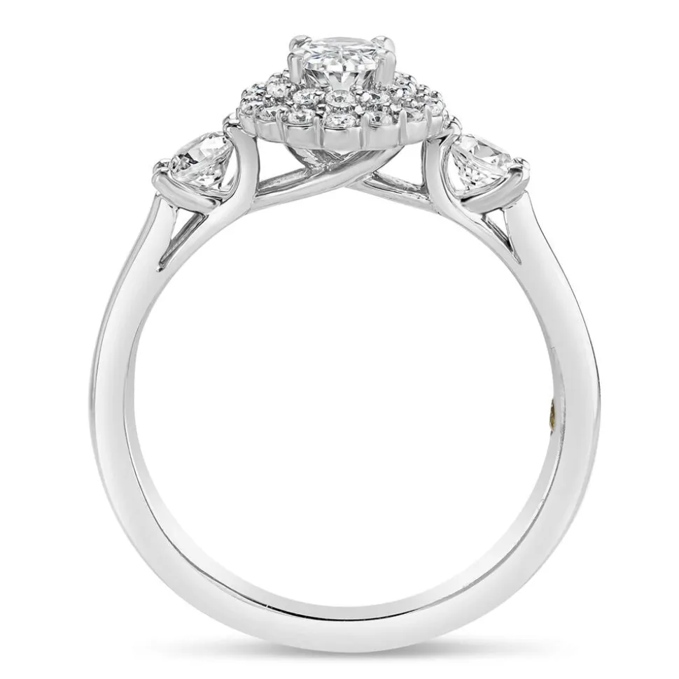 Northern Star 0.85ct Oval Diamond Double Halo 18ct White Gold Ring