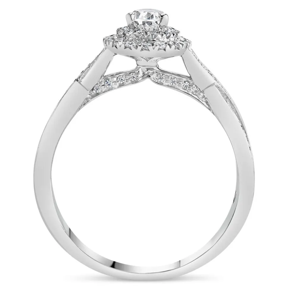 Northern Star 0.70ct Pear Diamond Twisted Shoulders 18ct White Gold Ring