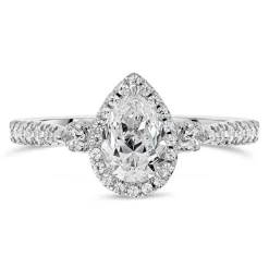 Northern Star 0.85ct Pear Halo Diamond Shoulders 18ct White Gold Ring