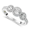 Northern Star 1.0ct Three Diamonds 18ct White Gold Halo & Pave Diamond Shoulder Ring
