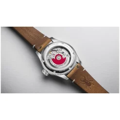 Oris Big Crown 38mm Light Blue Dial Steel Case Tan Strap Watch